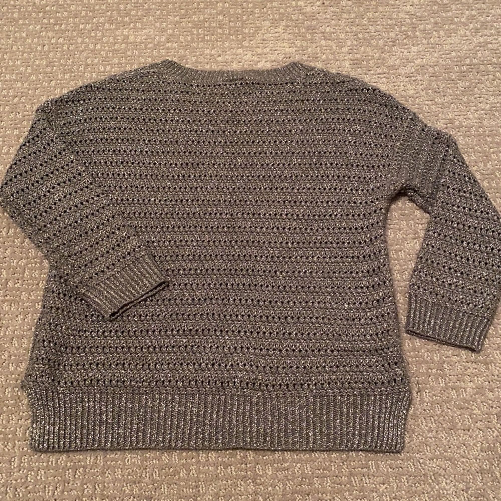 5 for $25 Sparkle & Fade crochet knit sweater sparkly grey silver
